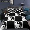 Yin Yang King Queen Duvet Cover Mandala Bohemian Bedding Set Retro Lotus Tai Chi Bagua Comforter Cover Chinoiserie Quilt Cover