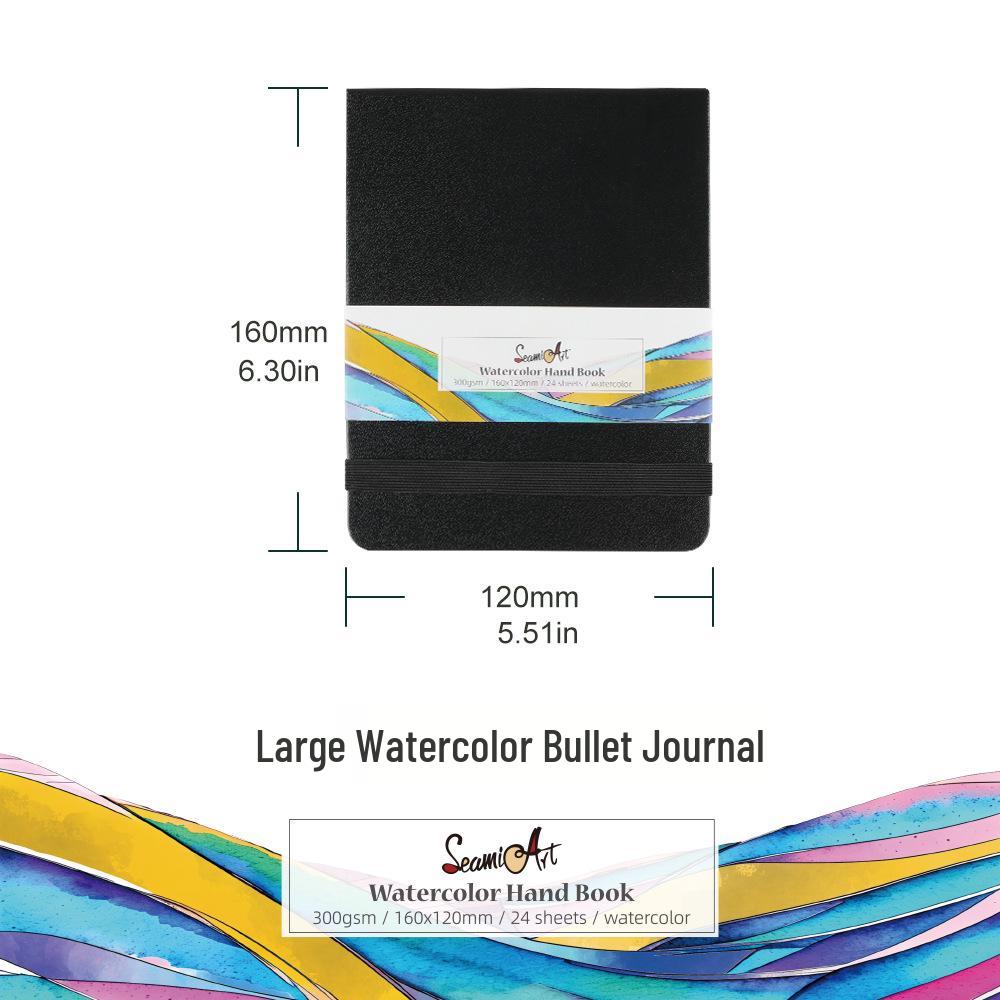 

SeamiArt 300g Watercolor Journal, Medium Coarse Grain, PU Leather Cover, Portable, Large Size, All Wood Pulp.