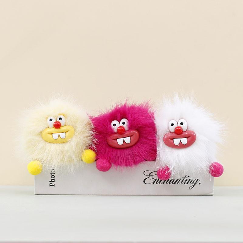 Coal Bucktooth Cute Ball Plush Keychain Backpack Charm Stuffed Gift For Students