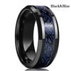 8Mm Men Black Red Stainless Steel Finger Ring Viking Dragon Blue Cubic Zirconia Inlay Finger Ring Nuptial Bridal Band Beveled Edge Comfort FitTrendy
