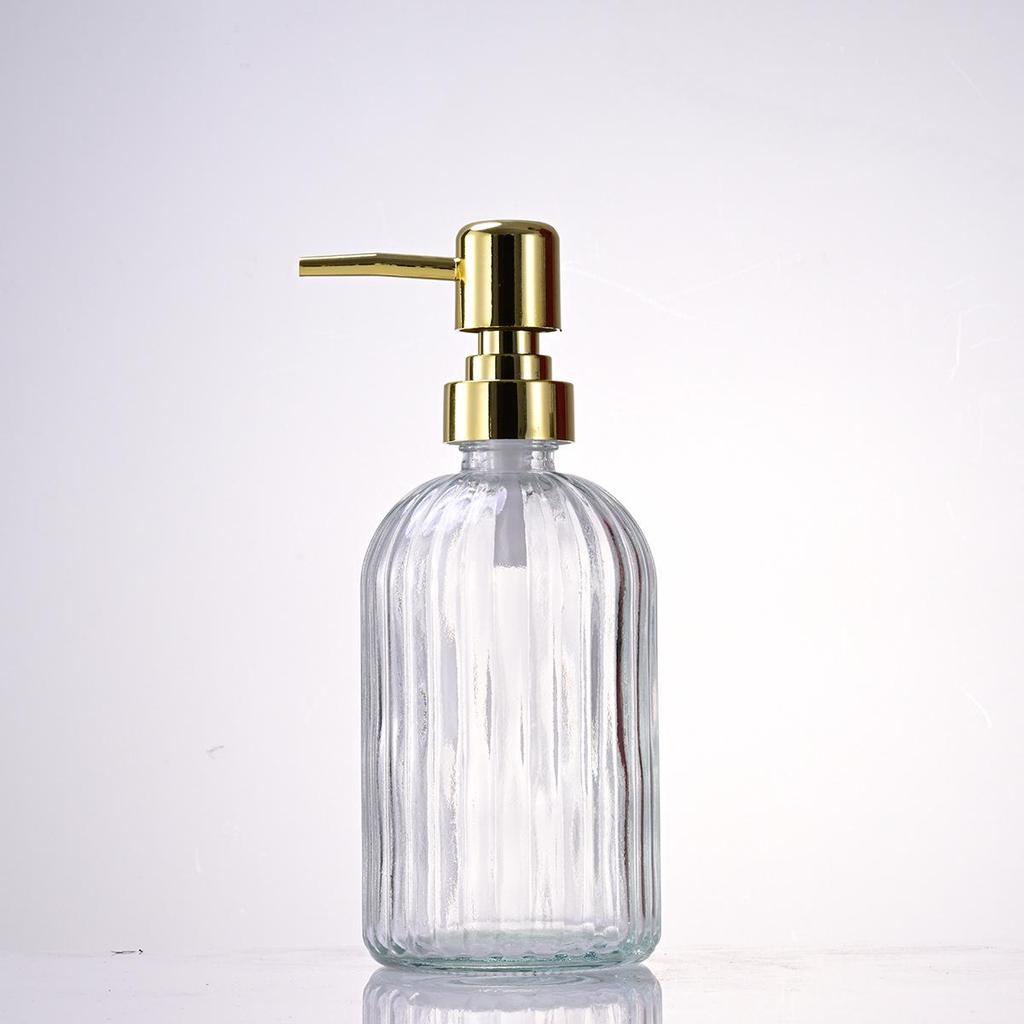 Nordic Large Capacity Vertical Stripe Glass Bottle for Hand Sanitizer, Shampoo, or Shower Gel
