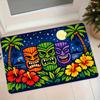 1pc Hawaiian Tiki Tropical Non-Slip Absorbent Flannel Suitable for Bedroom, Bathroom, Entryway - Machine Washable Floor Mat with Tiki Statues, Palm Tr