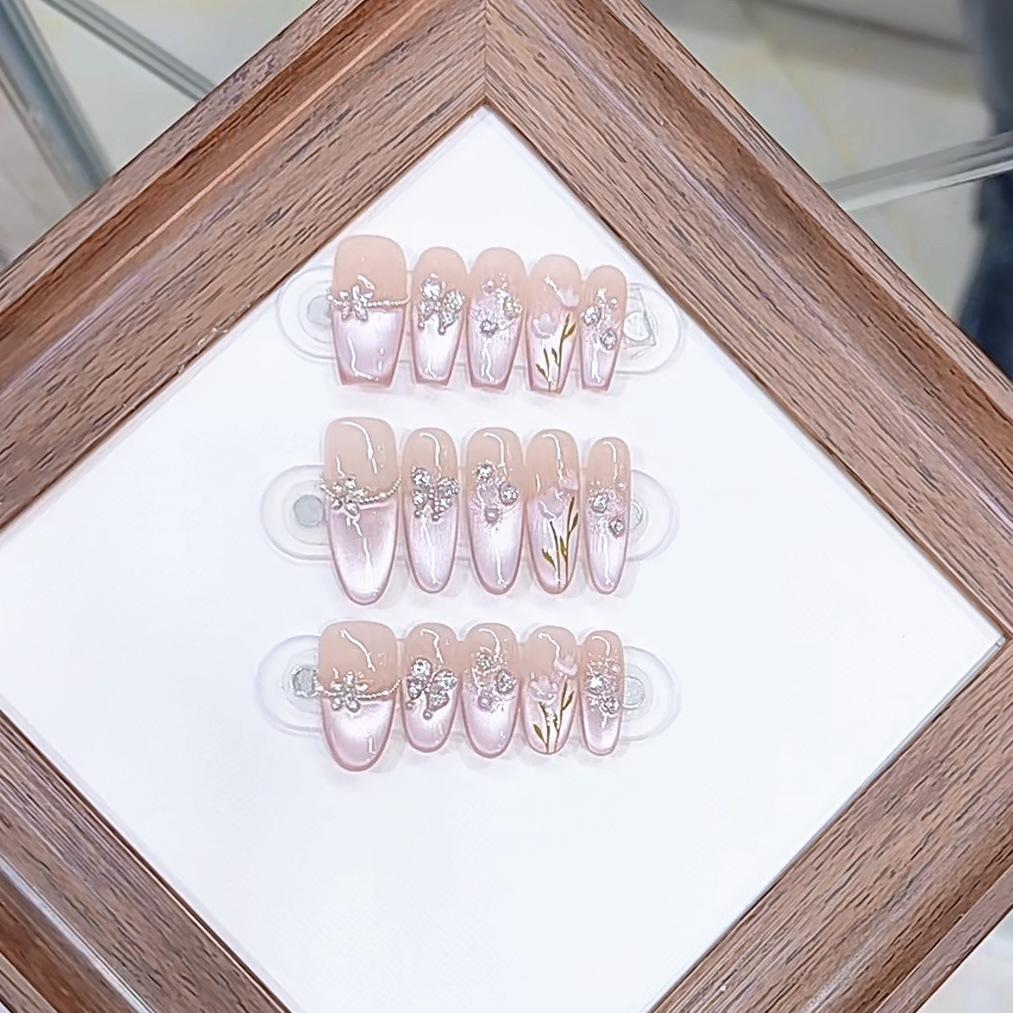 Hand-woven Armor Tulip Garden 2.0 Three-dimensional Hand-painted Tulip Cat Eye Style Nail Art Sticker