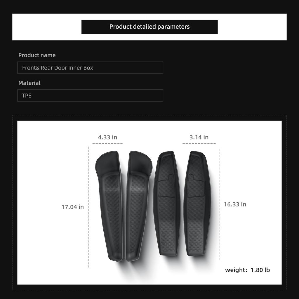 For Tesla Model Y Juniper/Launch 2025 Car Side Door Handle Storage Box Accessories Front Rear Door Anti Dirty Organizer Tray