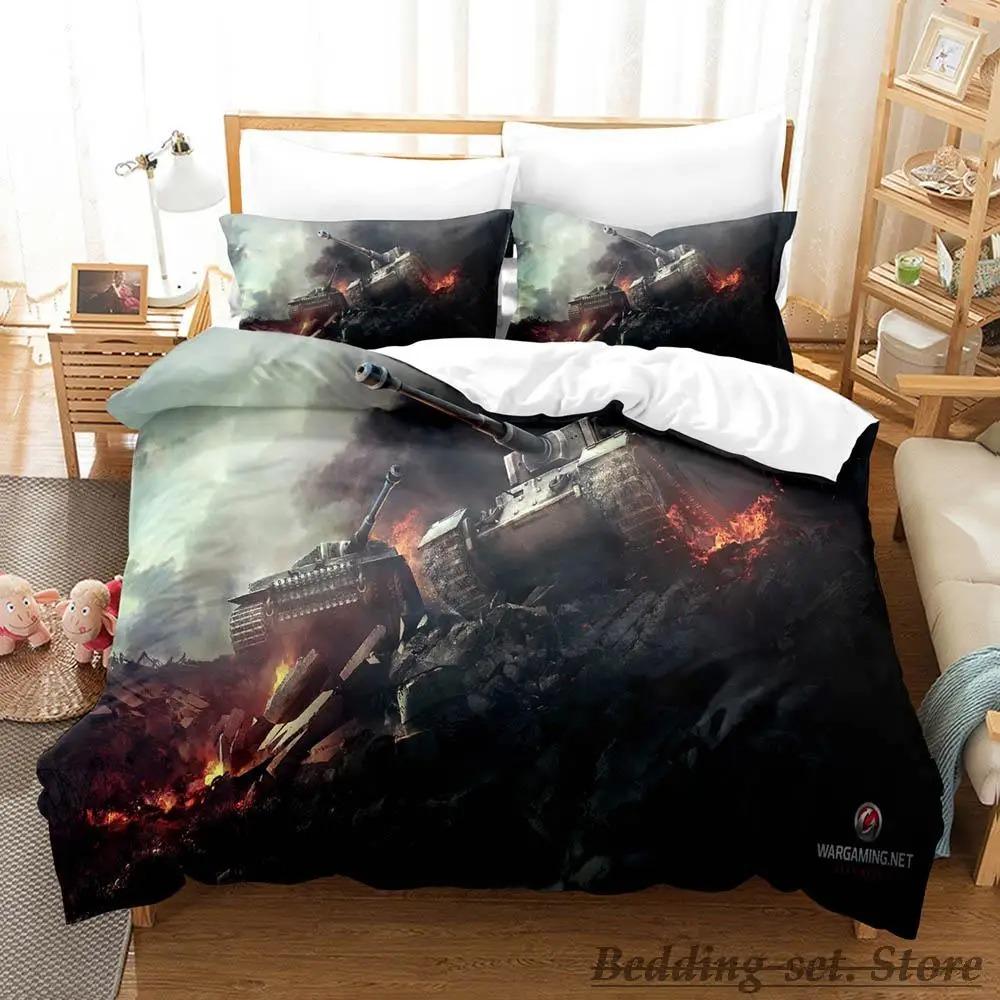 

Комплект постельного белья Game World Of Tanks Single Twin Full Queen King Size Bed Set Adult Kid Bedroom Duvetcover Sets Anime Bed AU Single 140x210cm