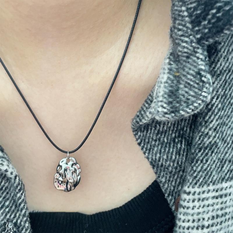 European American Irregular Geometry Pendant All-matched Clavicle Chain Novel Wax Line Cold Wind Necklace for Girls