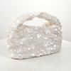 Women White Sequins Hobo Handbag Shiny Bucket Bag Elegant Evening Clutch Bag for Wedding Party Exquisite Small Tote Female Purse