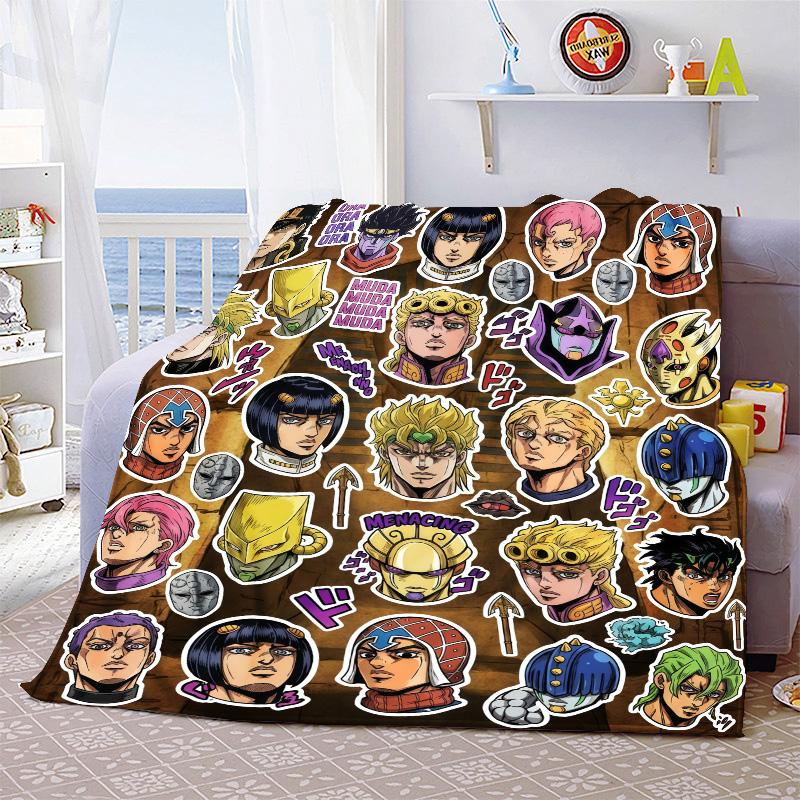 JoJo Bizarre Adventure Flannel Blanket Soft Warm Throw Lightweight Cozy Blanket for Sofa Bed Home Decoration -QJY