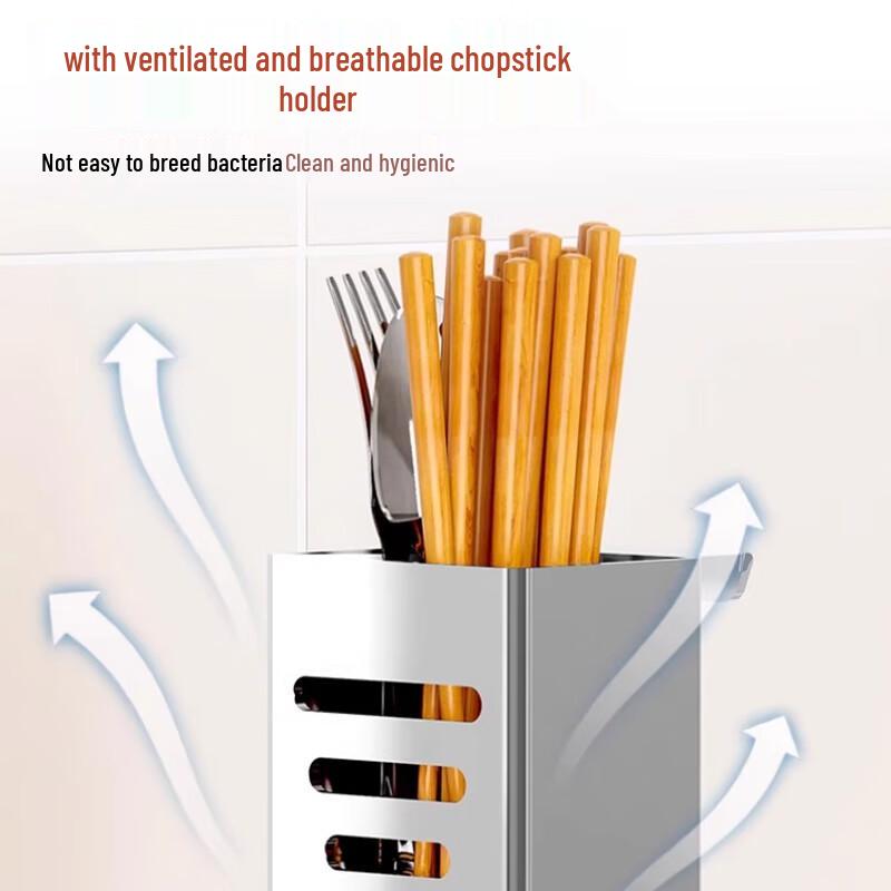 Yingbai 3-Tier Stainless Steel Kitchen Spice Rack with Chopsticks Holder