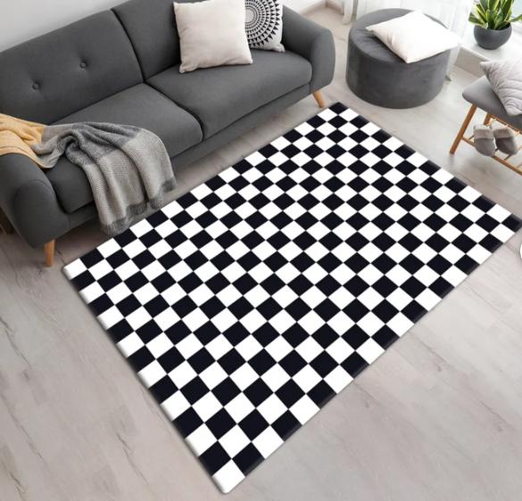 

Modern Drip Checkered Rug Black & White Chessboard Pattern Carpet for Living Room Bedroom Home Decoration Carpets 40X60CM