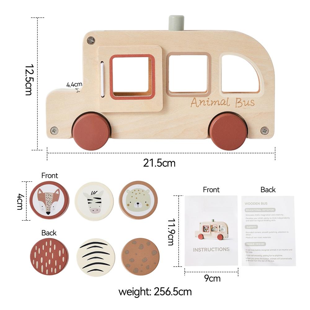 Montessori Baby Toys 12 18 Months Wooden Educational Toys Rolling Animal Bus Motor Skills Toys Basic Life skills Toys for Kids
