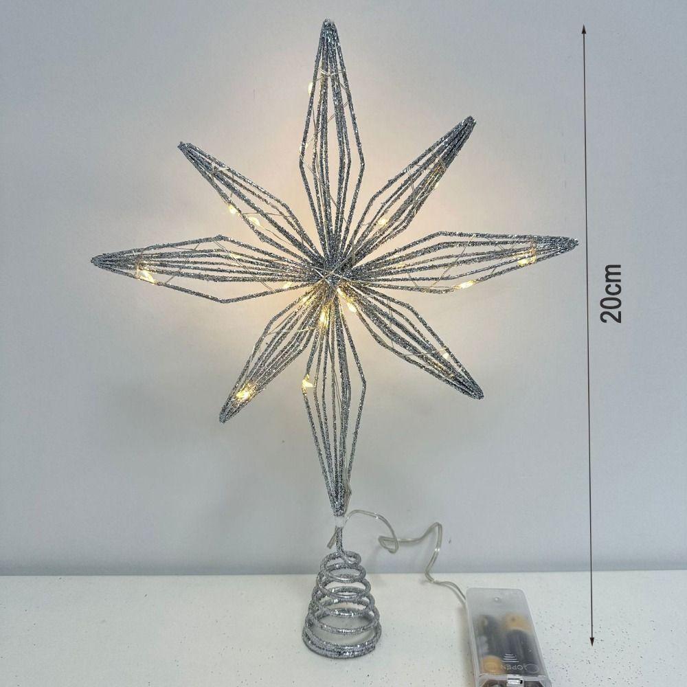 Star Christmas Tree Topper LED Light Lamp Iron Glitter Christmas Tree Decoration Xmas Decoration Party Supplies Light Up Props