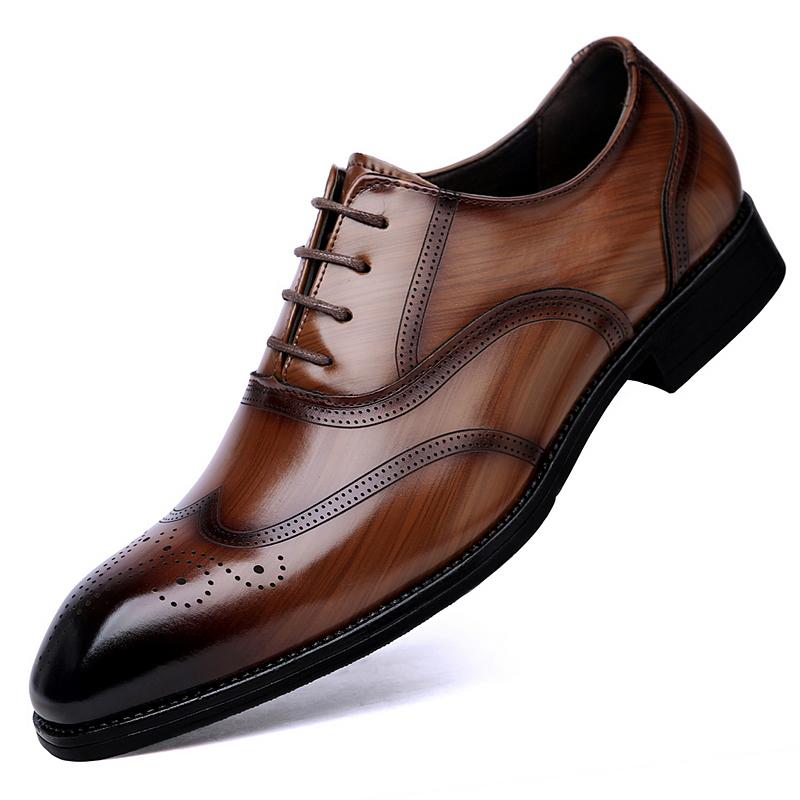 2024 New Brand Men Casual Shoes Vintage Lace-Up Men's Business Footwear Men's Club Shoes Leather Fashion Oxfords Shoes Men