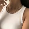 Hip-hop simple geometric twist chain necklace, street shot double-layer metal set necklace.