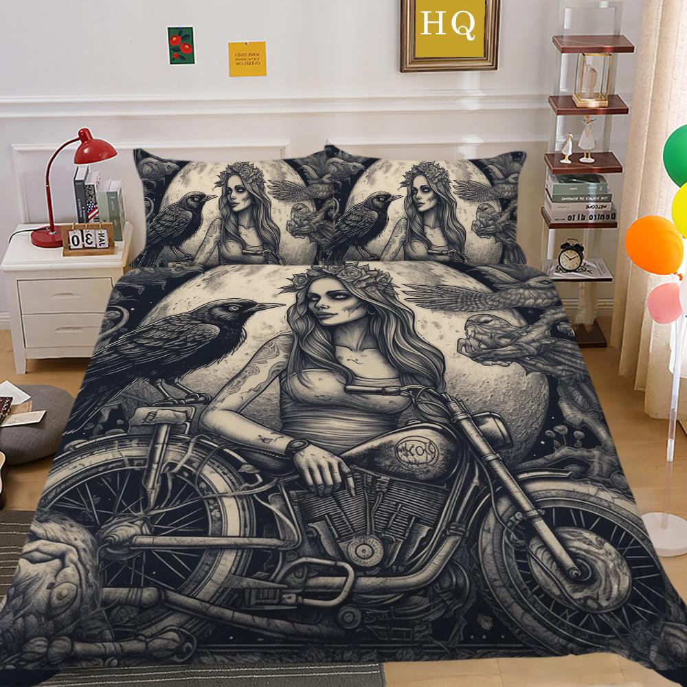 3D Beauty Skull Druck Bettwäsche Full Size Polyester Teenager Design Mode Hohe Qualität Heim Bettwäsche