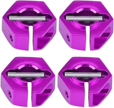 4Pcs 12mm Hex Wheel Hub Adapters – Universal for 1/10 RC Cars HSP Sakura – 6mm Height, Purple