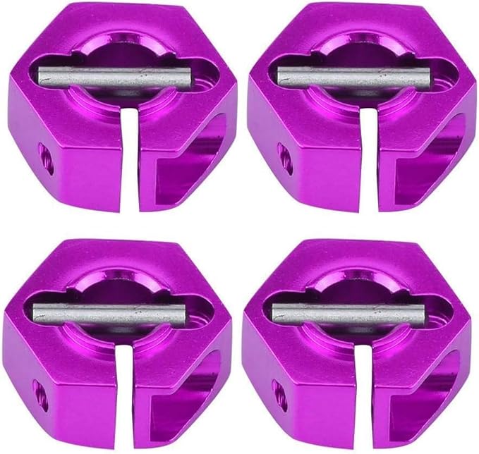 4Pcs 12mm Hex Wheel Hub Adapters – Universal for 1/10 RC Cars HSP Sakura – 7mm Height, Purple