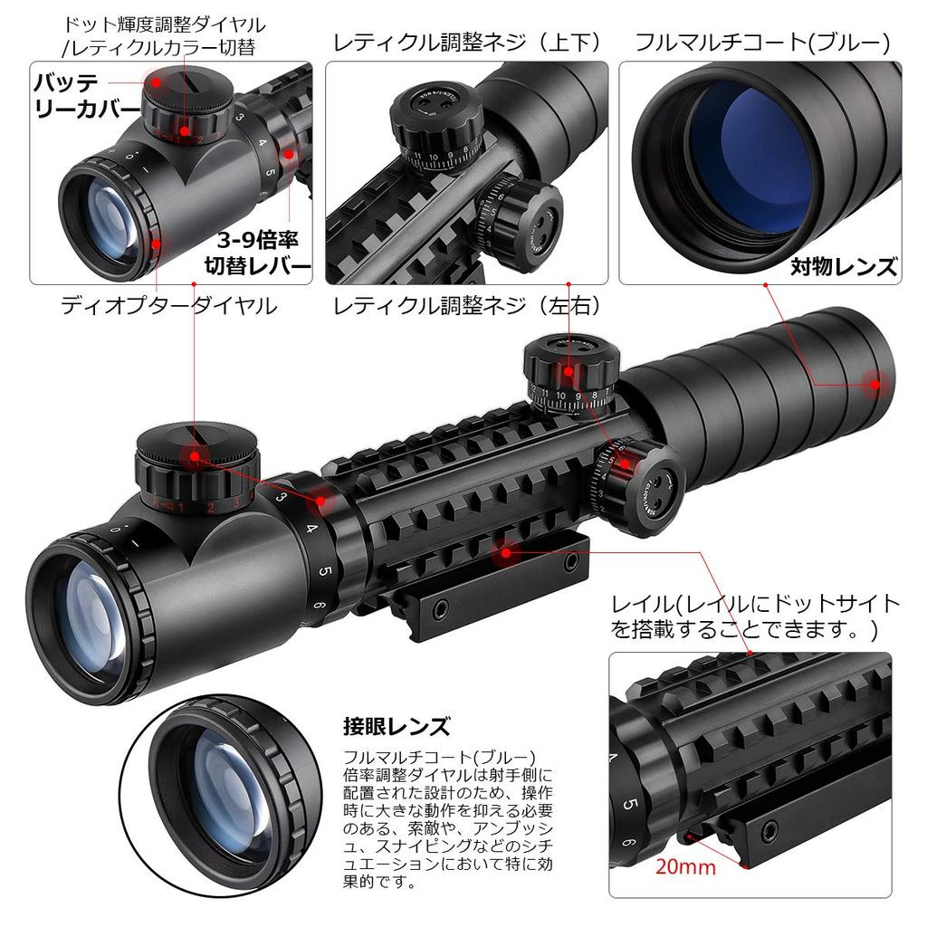 Scoking Tri-Rail RG illuminated 3-9×32EG Mil-dot variable magnification riflescope