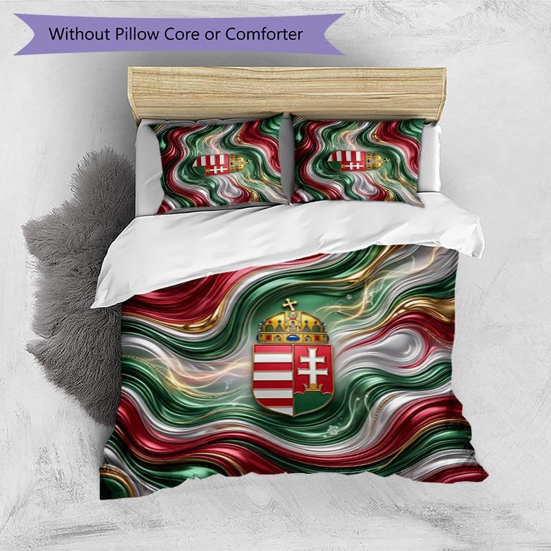 Set Biancheria da Letto Stampata Calcio Ungheria 3 Pezzi Copriletto Traspirante Accogliente come Regalo per Inaugurazione Casa o Festa