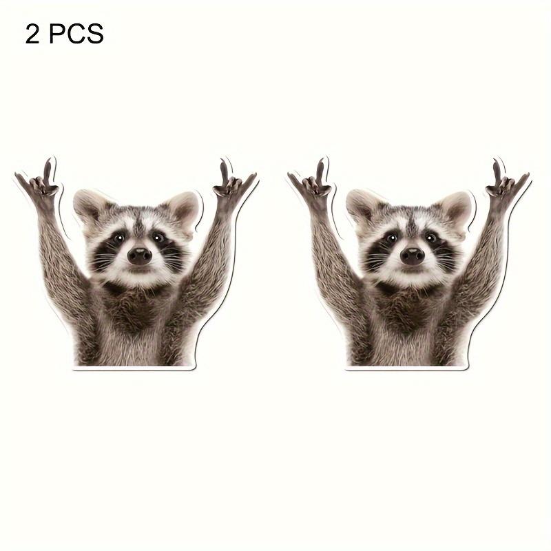 

2pcs Funny Rock Raccoon Stickers, Cute Car Decals, Bumper Sticker For Laptop, Door, Window, Wall, DIY Accessories