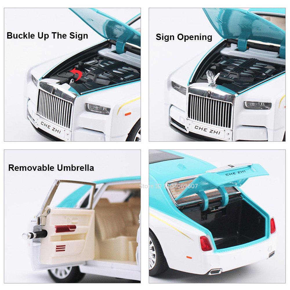 AAYK1 1:24 Scale Rolls Royce Phantom Alloy Model Car Toy Metal Diecast Music Light Pull Back Vehicles Models Ornaments Present for Kid