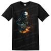 Skull Guitarist T Shirt Gothic Skeleton Musician Rock Horror Graphic Tee Gift