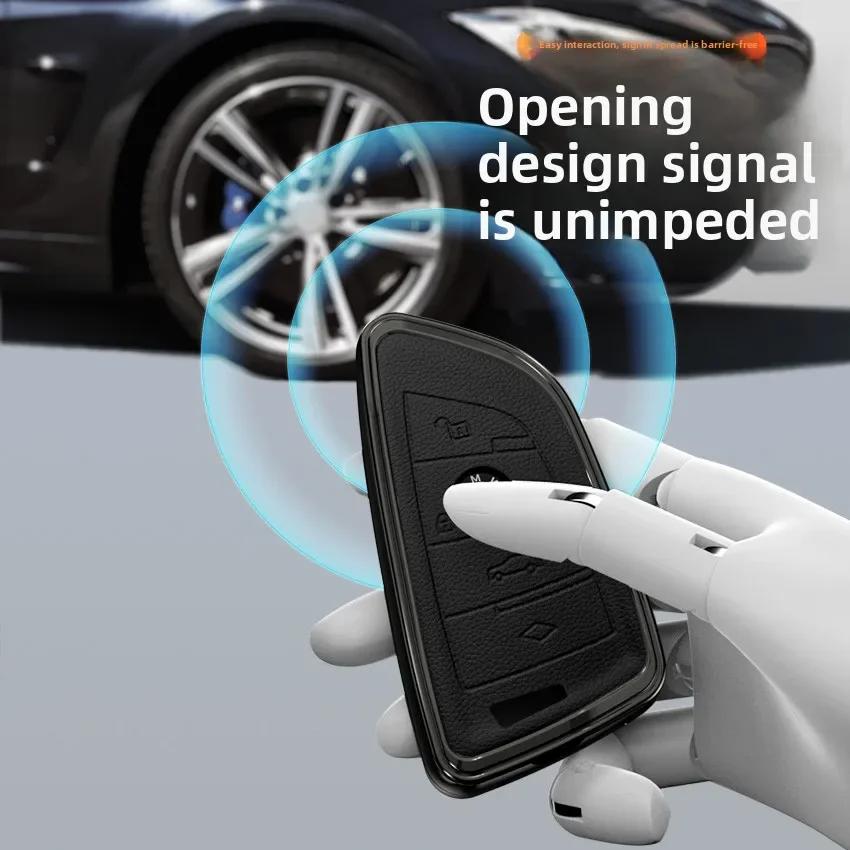 BBJH7 Car Key Case for BMW 216i F46 X1 X2 X3 X5 X6 GT 2 5 6 7 Series 3 4 Buttons Smart Keyless Remote Control Fobs Protector Cover