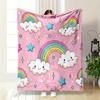 Cute Rainbow and Smiling Clouds Design Flannel Blanket for Bedroom Living Room Sofa and Nap