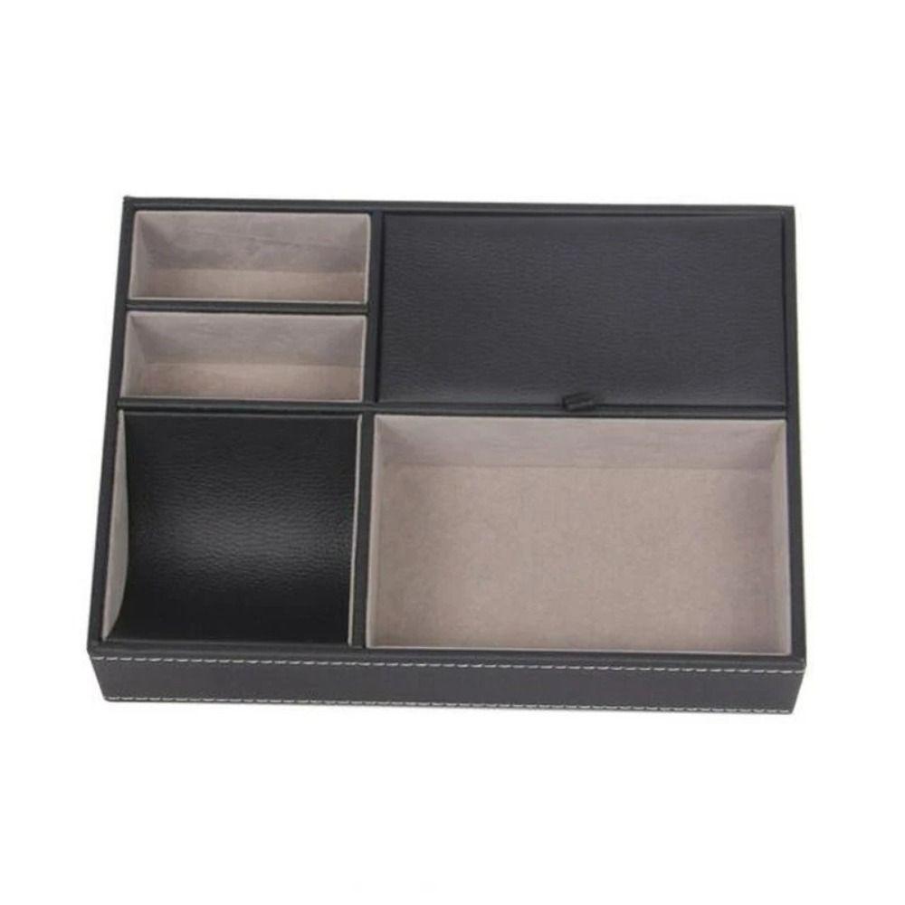 Multifunctional Desk Organizer Box PU Leather Display Storage Tray Men's Valet Tray  Jewelry