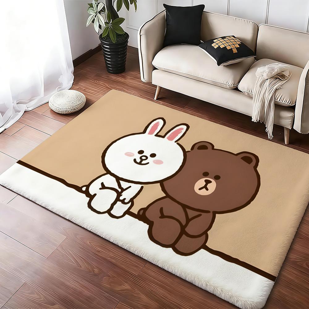 Anime L-LINE F-FRIENDS Floor Mat Cozy Flannel Soft Thick Non-Slip Mat For Living Room Bedroom Kitchen Decor Rugs