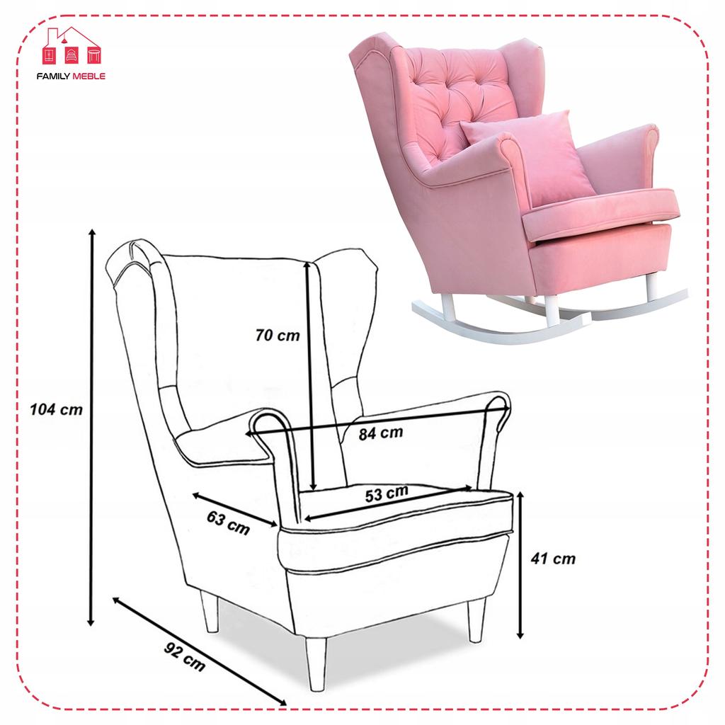 Scandinavian Wingback Rocking Chair Gaja Family Furniture Heather Pink Living Room