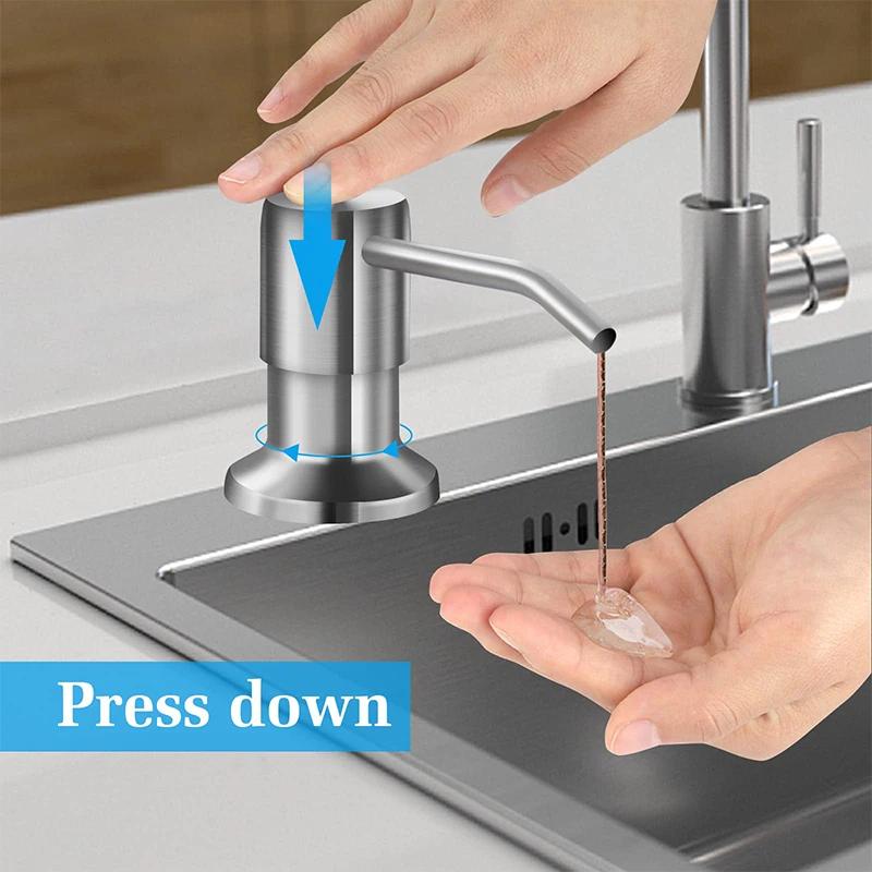 304 300/500ML Stainless Steel Kitchen Sink Soap Dispenser Extension Tube Dish Soap Press Pump Head Outlet Head Extender