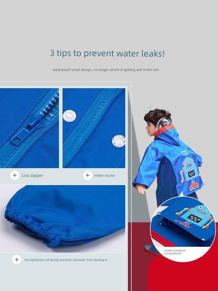 Lemon Baby Children Raincoat Primary School Students Special School with Schoolbag Seat Boys Girls Middle and Big Children Children Poncho