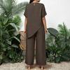 Completi Casual Estivi da Donna 2 Pezzi Top a Manica Corta Girocollo con Orlo Asimmetrico e Pantaloni Lunghi Abbigliamento per il Relax