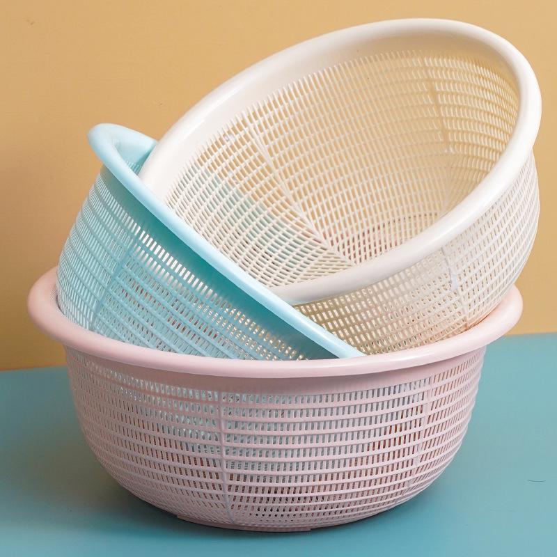 Kitchen Sink Vegetable & Fruit Washing Basket Set - Plastic Strainer & Drainer Basin for Storage & Rice Washing