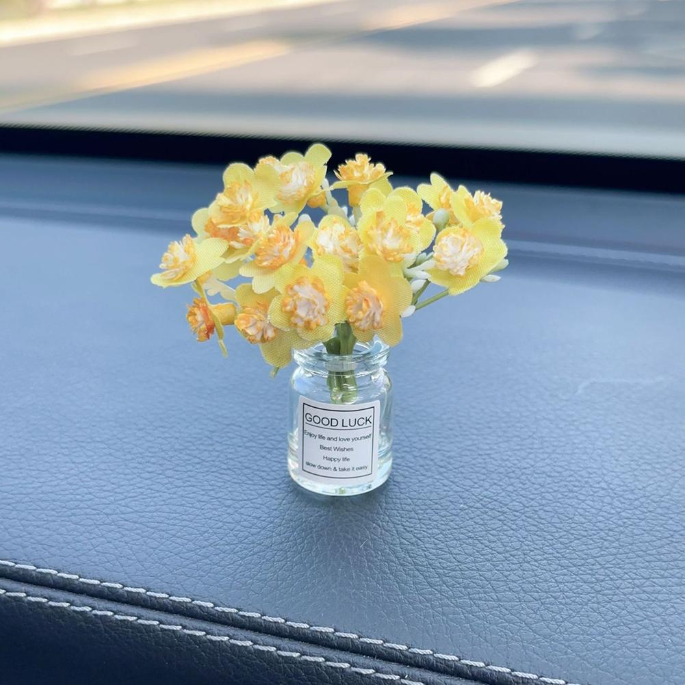 Mini-Auto-Dekoration, Ornamente, Babysbreath, Jasmin-Vase, Glasvase, Mikro-Landschaft, Kaninchen, Auto-Innendekoration, Konsole
