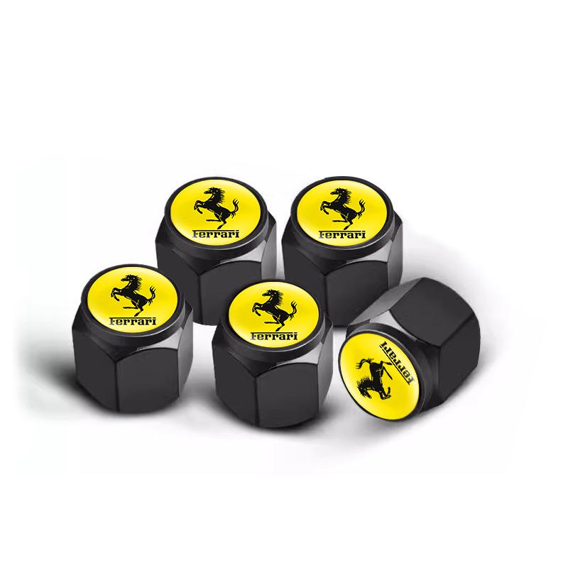 5Pcs Aluminum Alloy Car Wheel Tire Valve Cap Dustproof Cover For Ferrari Roma 488 Portofino F8 Spider SF90 488 612 F12 Accessory MQ1