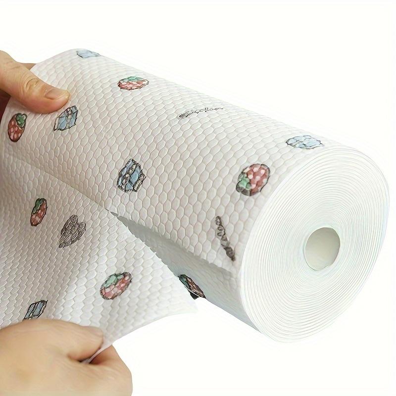 50 100pcs/roll Dishcloth Absorbent Thickened Kitchen Paper Dry Wet Use Non Greasy Random Pattern for Sink Cleaning Dishwashing