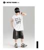 Boys' Trendy Sleeveless Set: Summer Thin Denim Bermuda Shorts & Spray Dye Print Vest T-shirt.