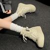Popular Retro High-end Thick-soled Little White Shoes Women's 2025 New Autumn Skirt Heightening High-top Canvas Shoes