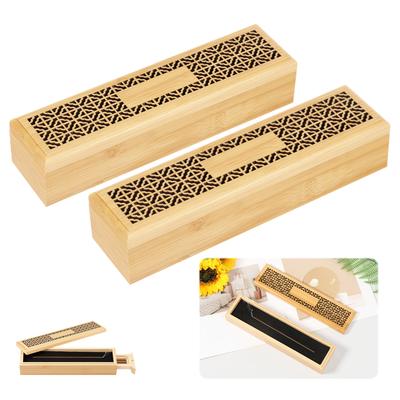 2Pcs Bamboo Incense Holder Burner Coffin Incense Holder with Storage for Stick for Yoga Room/Bedroom/Study Room/Office