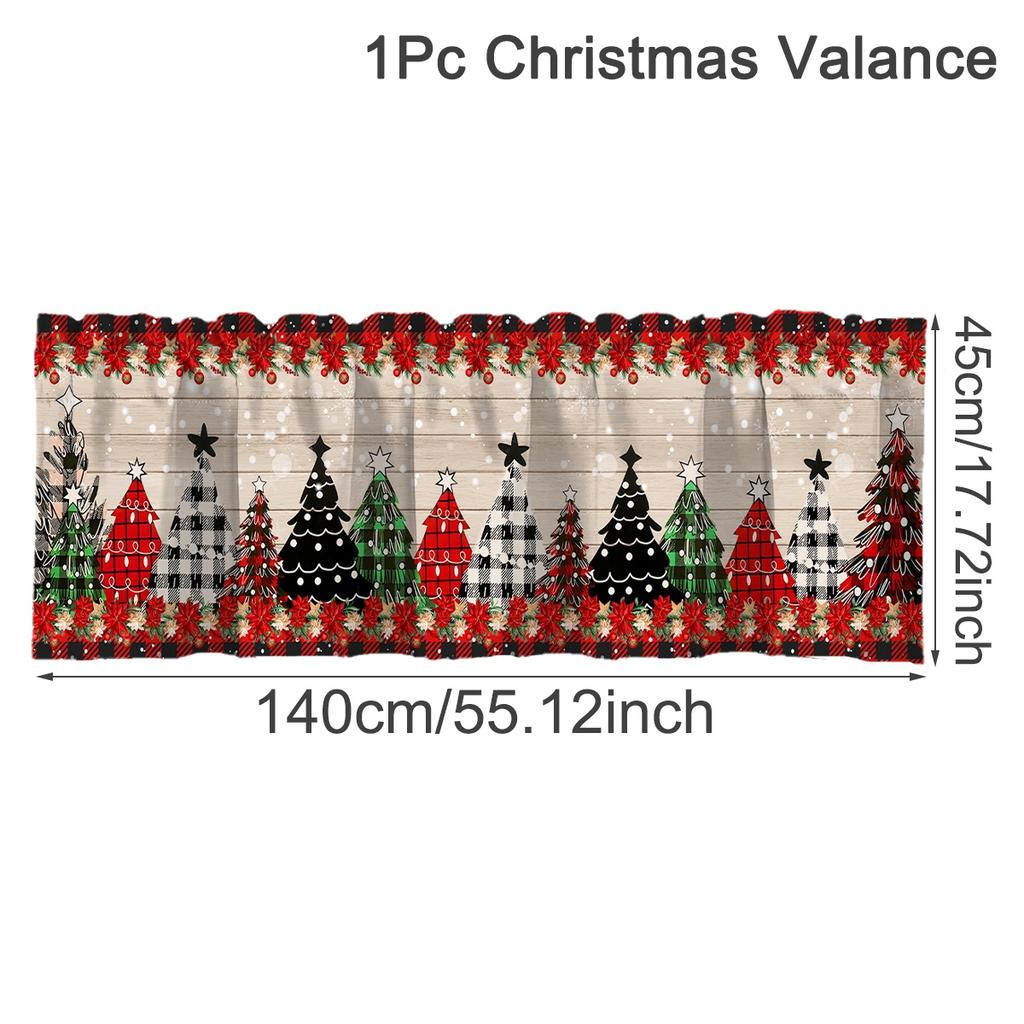 Christmas Short Curtains Valances Christmas Decorations for Home 2026 Xmas Ornaments Windows Treatments for Kitchen Bathroom
