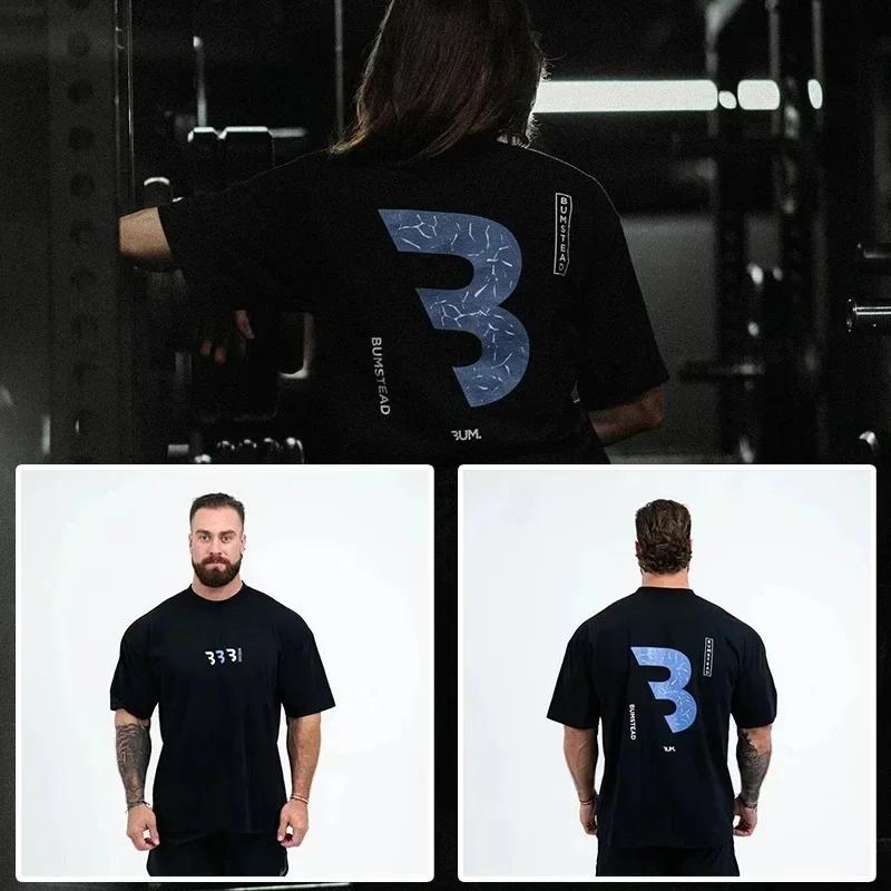 Tričko CBUM Gym Fitness Tričko Volné Oversized Bavlna Muži Krátké rukávy Sportovní trička Letní trénink Cvičení Jogging Ženy Topy