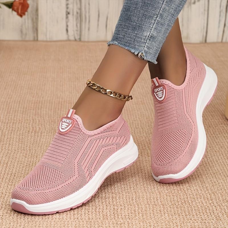 Women's Knitted Loafers - Round Toe Comfortable Slip-On Shoes, Soft & Cushioned Sole Casual Sneakers for Women
