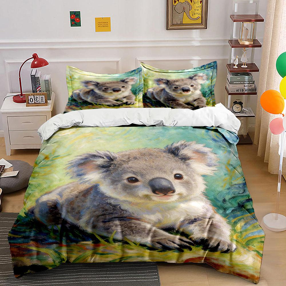 Koala On Grassy Background. Bedding Sets Duvet Cover Sets Duvet Covers Pillowcases(1 * Duvet Cover 2 * Pillowcases Without Duvet Insert)