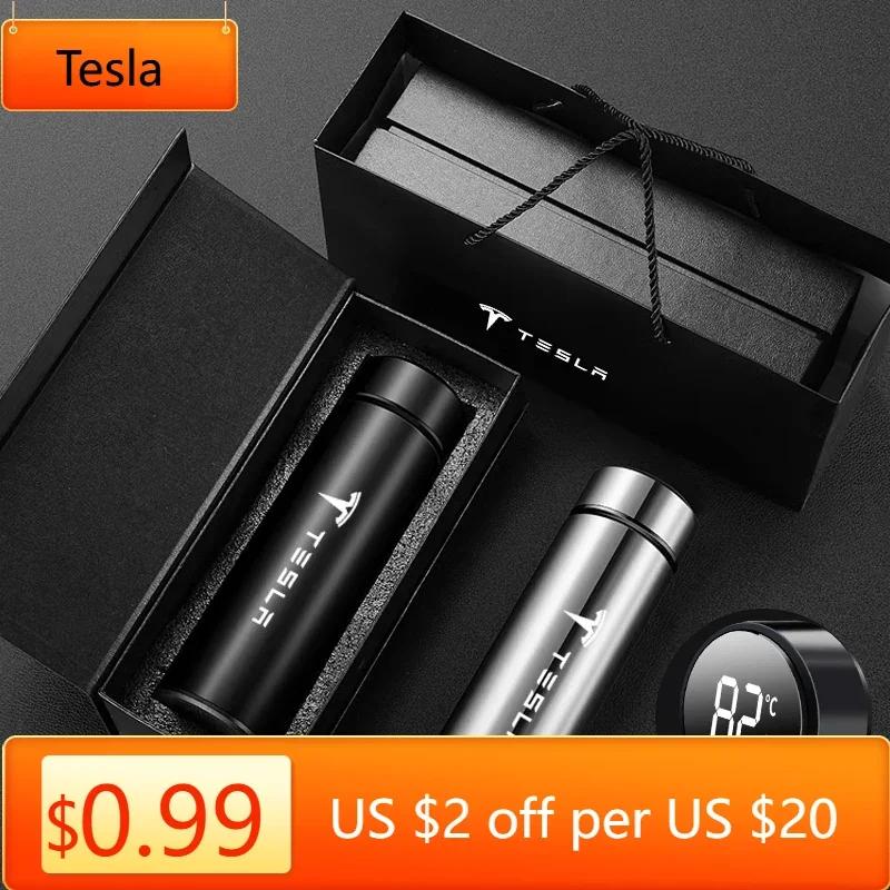 Autoaufkleber Tesla Smart Isolierbecher Auto Thermosbecher Wasserflasche Auto Zubehör für Tesla Model S 3 X Y Smart Fortwo Forfou
