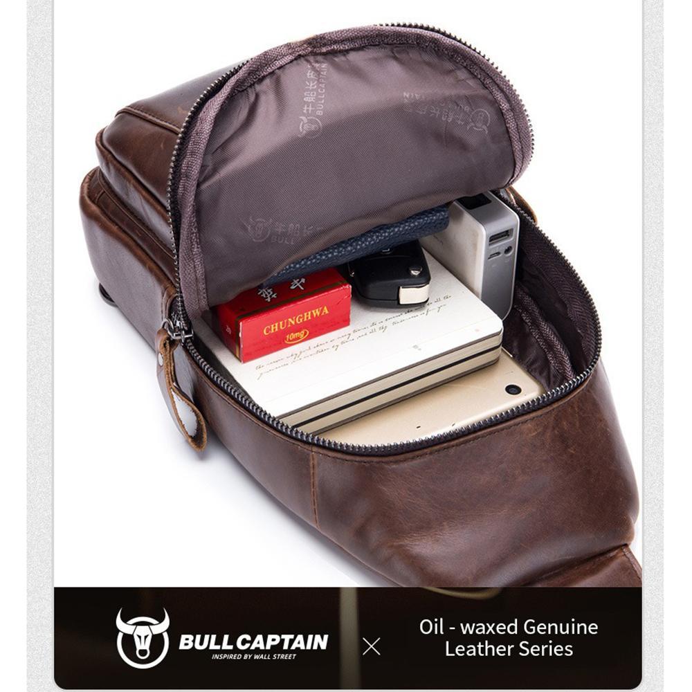 BULLCAPTAIN Vielseitige Herren Brusttasche aus echtem Leder - Modischer Crossbody Sling für Sport & Freizeit