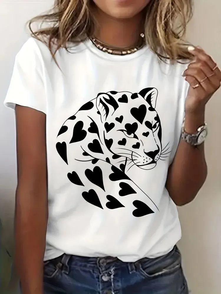 Women Heart Print T Shirt Multi Styles Love Graphic Tees Summer Soft Cotton O Neck Short Sleeve Casual Loose Daily  Tops  Ladies