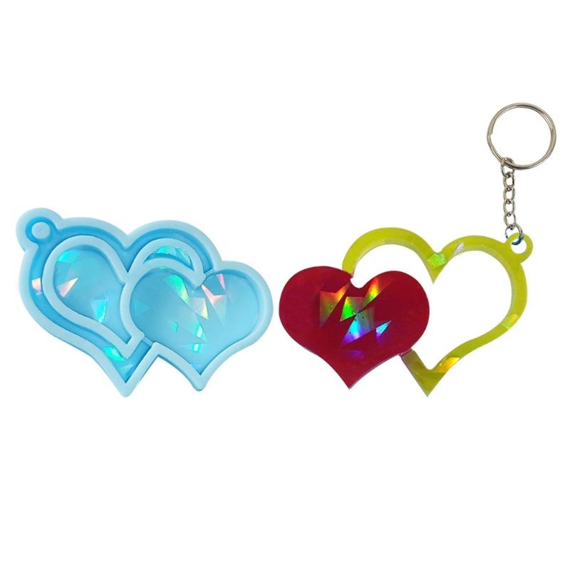 Light and Shadow Keychain Pendant Silicone Molds Heart Shape Mold DIY Ornaments Crafting Mould for Valentine Gift