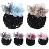 Butterfly Flower Elastic Hair Net Rhinestone Beads Decor Hair Bun Holder  Hotel Staff Uniform